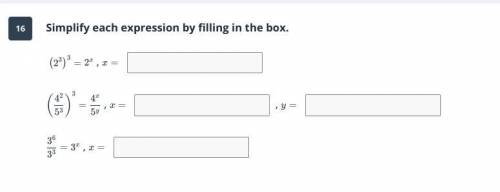 Simplify each expression by filling in the box.