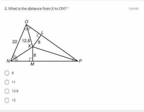 What's the distance from X to ON?