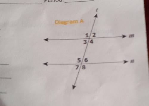 1. <3 and <7 are what types of angle

2. <4 and <6 are what types of angle3. which pai