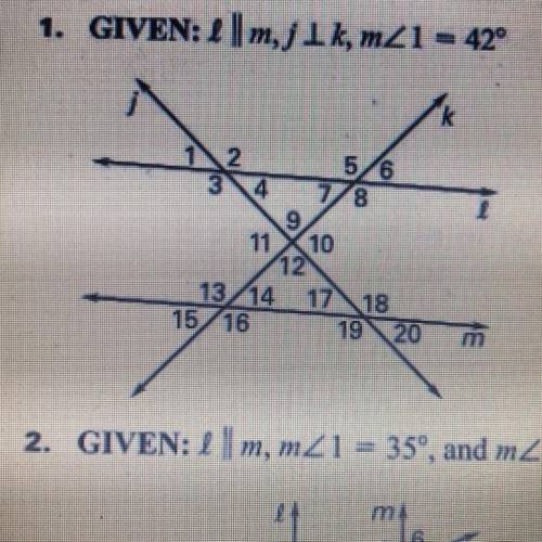 Find the missing measurements of the angles in the diagram