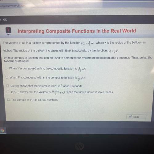 Interpreting Composite Functions in the Real World

Try it
The volume of air in a balloon is repre
