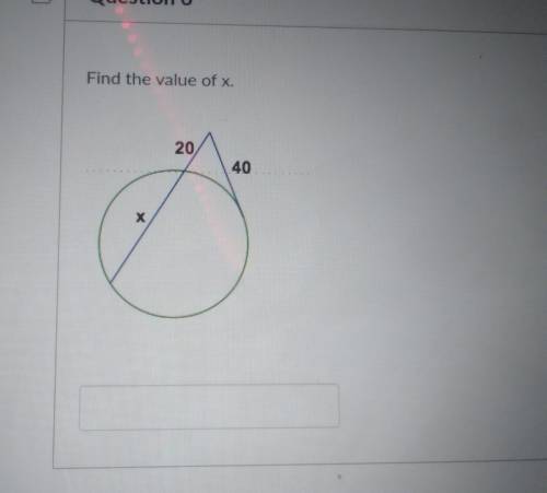Question 6 Find the value of x. 20 40