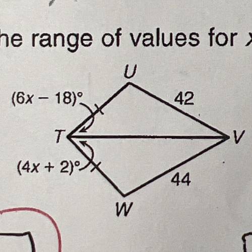 Please help! 
Find the range of values for x.