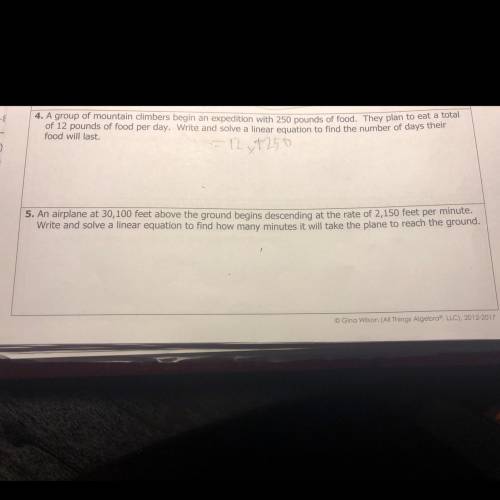 Solve problem five. 
Linear Equations Word Problems, slope intercept type.