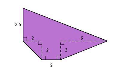 Find the area of the shape shown below: