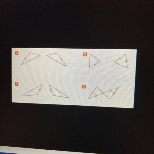 1) For which pair of triangles could ONLY the Side Angle Side postulate (SAS) be used to prove the