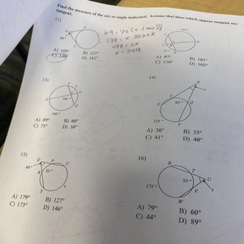 PLEASE HELPPP ARCS OR ANGLE WHICH APPEAR WITH TANGENTS