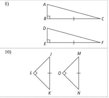 What additional information would prove each pair of triangles congruent by the HL Theorem?

i wil