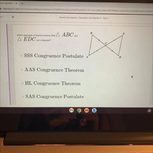 What postulate theorem proves ABC and EDC are congruent?