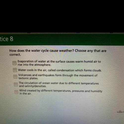 How does the water cycle cause weather? Choose any that are correct