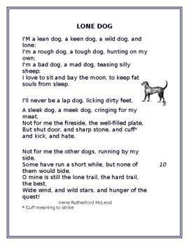 In the “lone dog.” The speaker uses word choice to develop its point of view.

Which lines from th