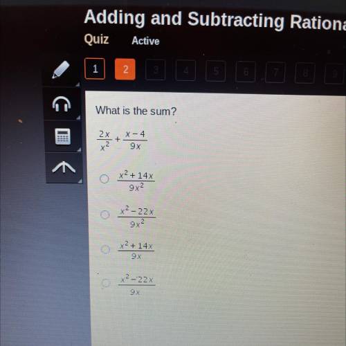 What is the sum?
2x/x^2 + x-4/9x