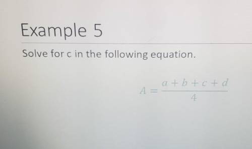 Solve for c in the following equation A=a+b+c+d/4