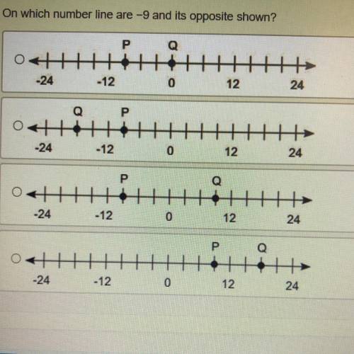 On which number line -9 and its opposite shown?