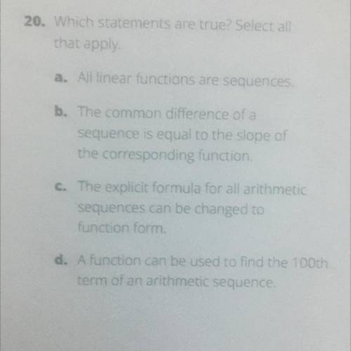 Which statements are true? Select all that apply. (full question in picture)