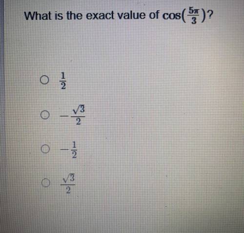What is the exact value of cos 5 pi over 3