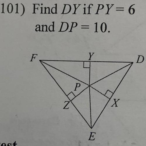 Find DY if PY= 6
and DP= 10.