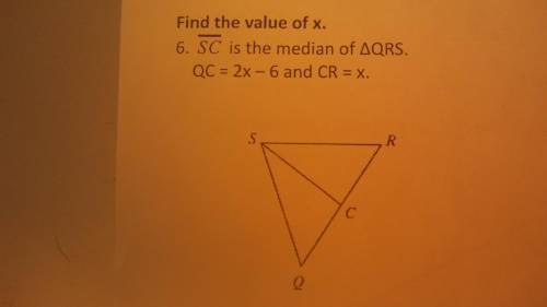 Find the value of x
SC is the median of QRS