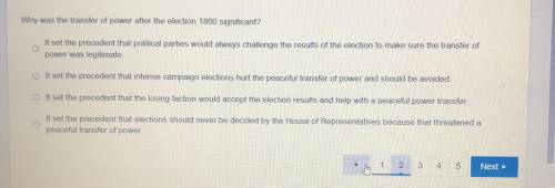 Why was the transfer of power after the election of 1800 significant?