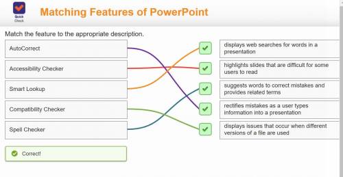 Match the feature to the appropriate description. PowerPoint