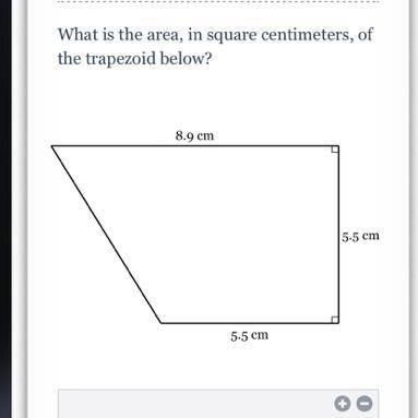 What is the area, in square centimeters, of the trapezoid below?