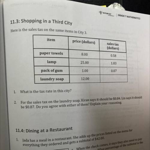 11.3: Shopping in a Third City

Here is the sales tax on the same items in City 3.
item
price (dol