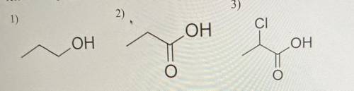 Below are three organic acids that can all react as acids. Name the molecules and explain how you e