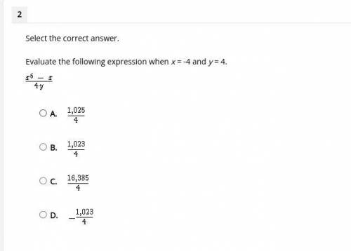 HURRY QUICK!! 
Evaluate the following expression when x = -4 and y = 4.