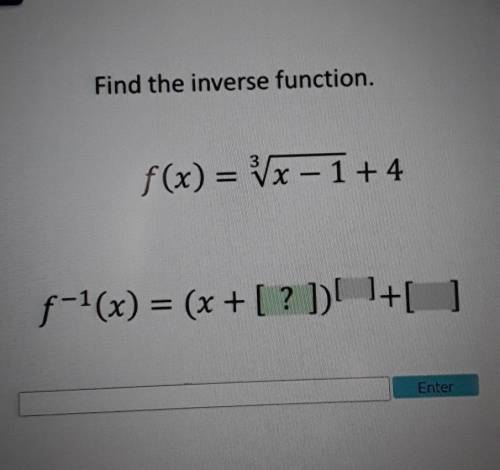 Find the inverse function. f(x) = Vx - 1+4