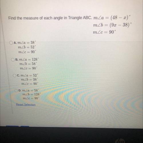 Find the measure of each angle in Triangle ABC