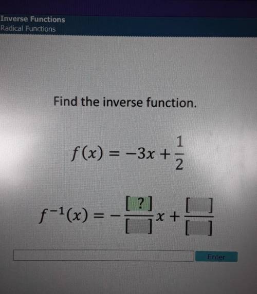 Find the inverse function. f(x) = -3x + 1/2