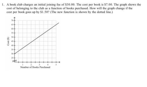 A book club charges an initial joining fee of $30.00. The cost per book is $7.00. The graph shows t