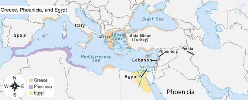 The map shows lands settled by Greeks, Phoenicians, and Egyptians.

The people of which land were