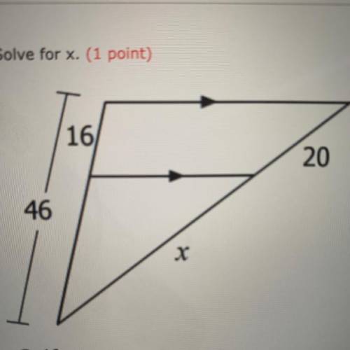 What is the answer to the question. Solve for x