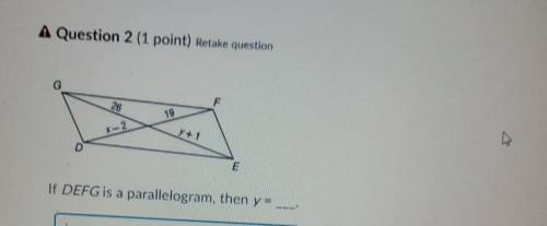 If DEFG is a parallelogram then y=