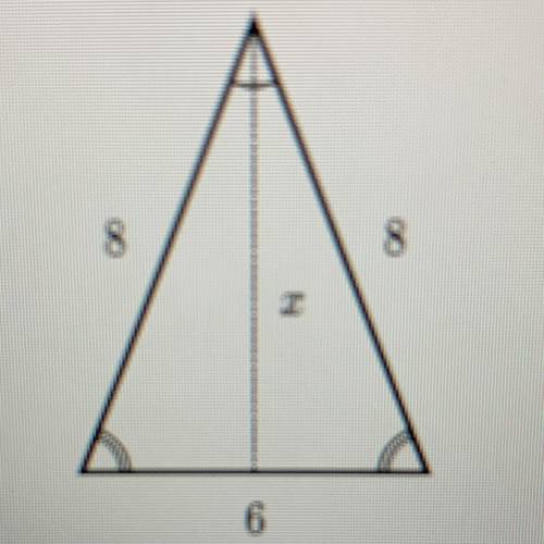 Find the value of r in the isosceles triangle shown below.
8
8
6