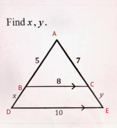 Find x and y for this triangle