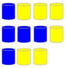 Which is an equivalent ratio of yellow cans to blue cans?

10:12
30:25
18:16
5:6