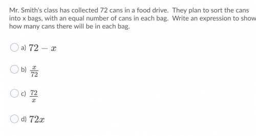 Mr. Smith's class has collected 72 cans in a food drive. They plan to sort the cans into bags, with