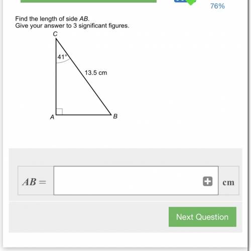 Find length of side AB Give your answer to 3 significant figures 13.5cm 41 degree

Pls help me