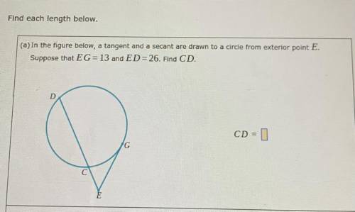30 POINTS IF U CAN HELP PLEASE. in the figure below, a tangent and a secant are drawn to a circle f