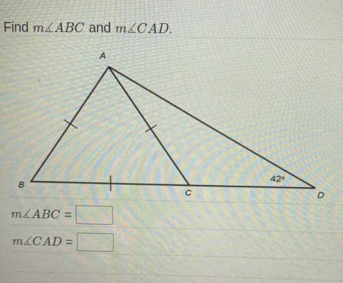 Find m∡ABC and m∡CAD

I will give brainliest to BEST answer! fake answers will be reported.
refer
