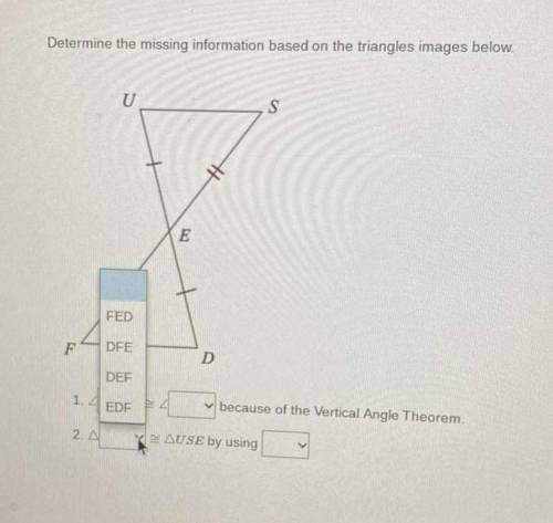 Determine the missing information based on the triangles images below.

I will give brainliest to
