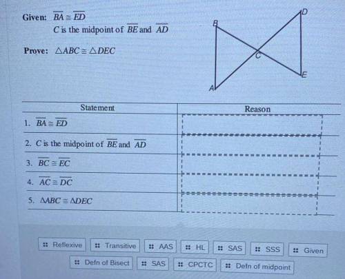 Fill in the blanks. (GEOMETRIC PROOFS)

I will give brainliest to BEST answer! fake answers will b