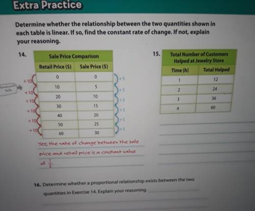 Help please just this 16. Determine whether a proportional relationship exsists between the two qua