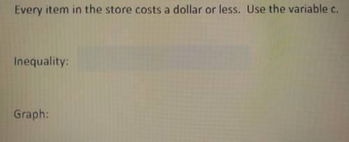 Every item in the store costs a dollar or less. Use the variable c.
