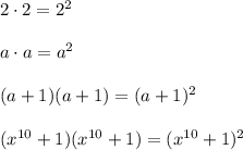\\2 \cdot 2 =2^2\\\\a\cdot a =a^2~~ \\\\ (a+1)(a+1) =(a+1)^2 \\\\  (x^{10}+1)(x^{10}+1) =(x^{10}+1)^2