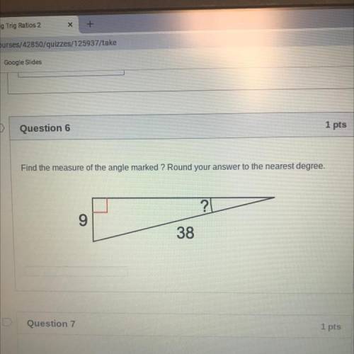 Find the measure of the angle marked ? Round your answer to the nearest degree.
?
9
38