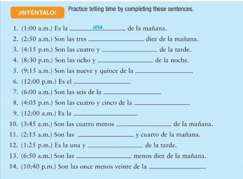 Time practice - spanish