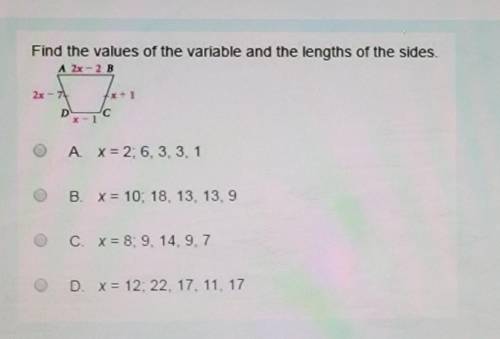 Find the values of the variable and the lengths of the sides.